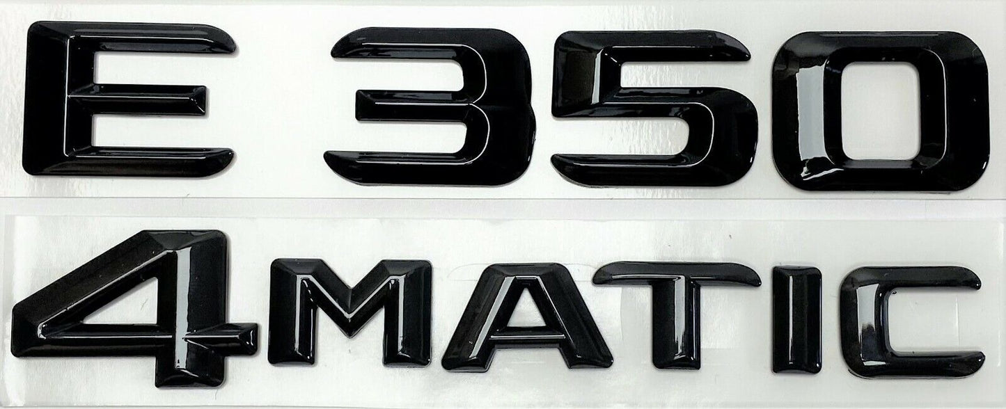 Glossy Black e350 + 4 MATIC Rear Trunk Emblem Badge Fit for Mercedes E Class
