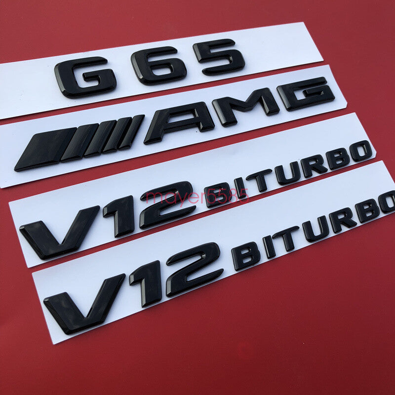 Gloss Black G65 AMG V12 BITURBO Trunk Emblem Badge Sticker for Mercedes Benz G65