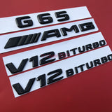 Gloss Black G65 AMG V12 BITURBO Trunk Emblem Badge Sticker for Mercedes Benz G65