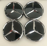 4X Mercedes AMG Emblem Logo Wheel Center Hub Cover Badge Gloss Black 75mm.