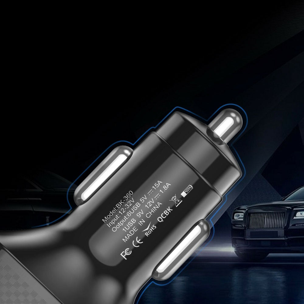 USB 6 Ports Car Charger Adapter LED Display QC 3.0 Fast Charging Accessories