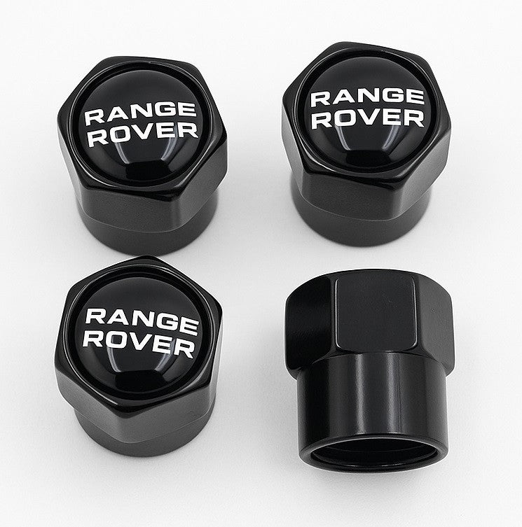 Compatible with Range Rover 4Pcs Tire Valve Stem Caps Anodized Aluminum - Black