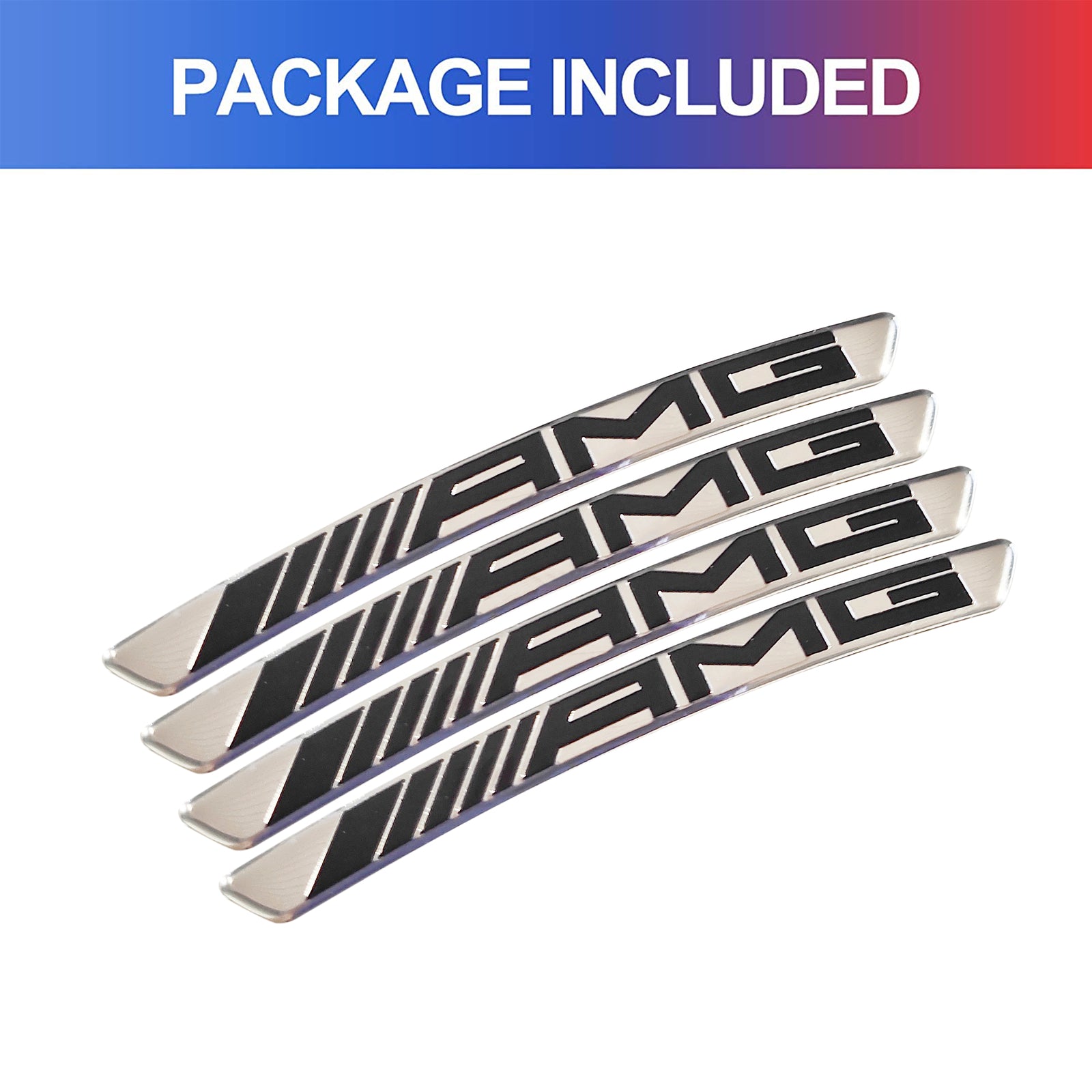 4Pcs Wheels Rim Stickers Fit for AMG Chrome Black Metal Strong Adhesive Decals