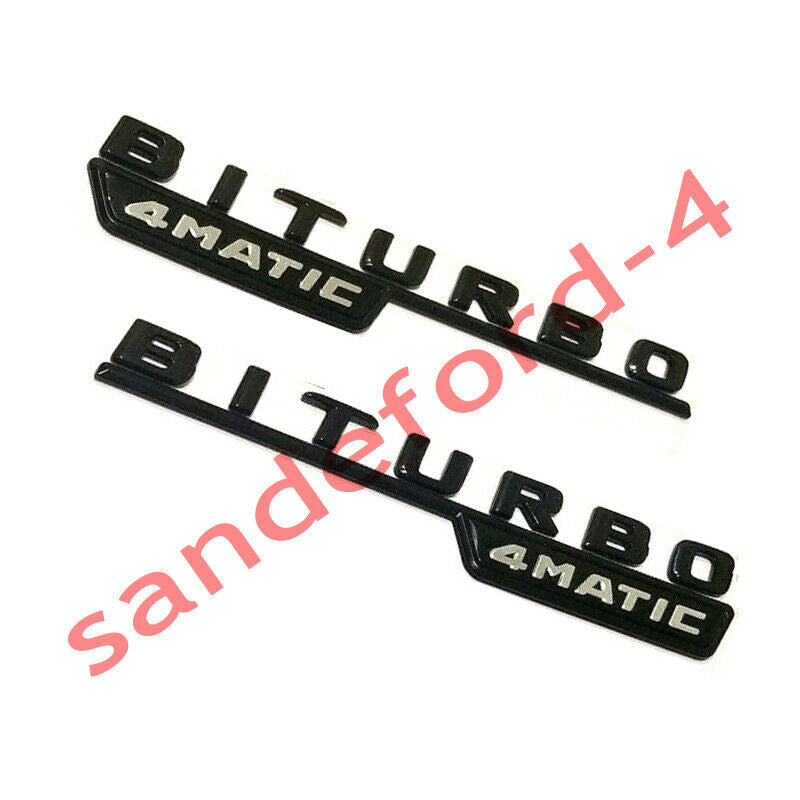 2017+ BiTurbo 4Matic AMG Fender Emblem Gloss Black Benz C43 C63 E43 E63 Badge