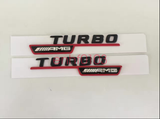 2pcs Black TURBO ////AMG Number Letters Trunk Emblem Badge Sticker for Benz AMG