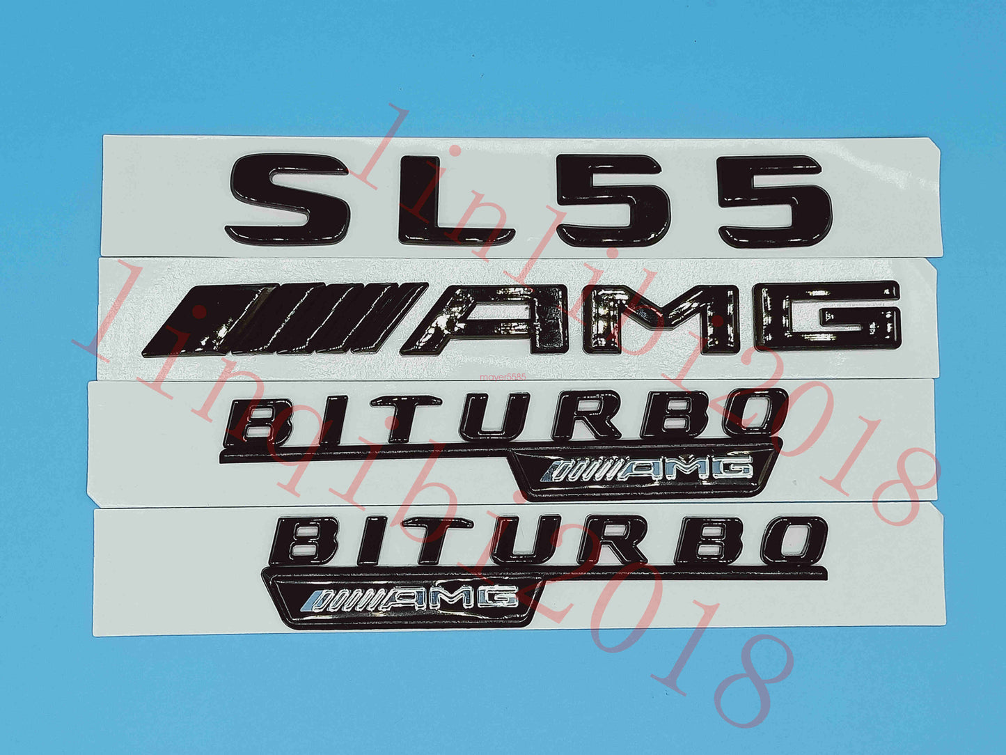 Gloss Black Flat " SL55 AMG BITURBO " Trunk Embl Badge Sticker for Mercedes Benz