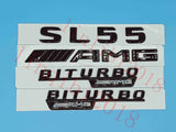 Gloss Black Flat " SL55 AMG BITURBO " Trunk Embl Badge Sticker for Mercedes Benz