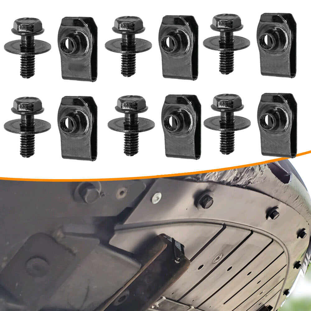 Body Bolts & U-nut Clips Set M6 Engine Covers Undertray Splash Shield Guard Trim