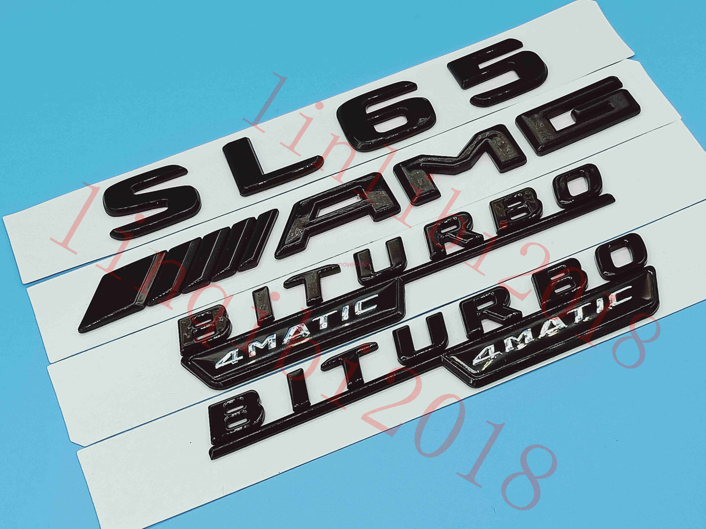 Gloss Black Flat " SL65 AMG BITURBO " Trunk Embl Badge Sticker for Mercedes Benz