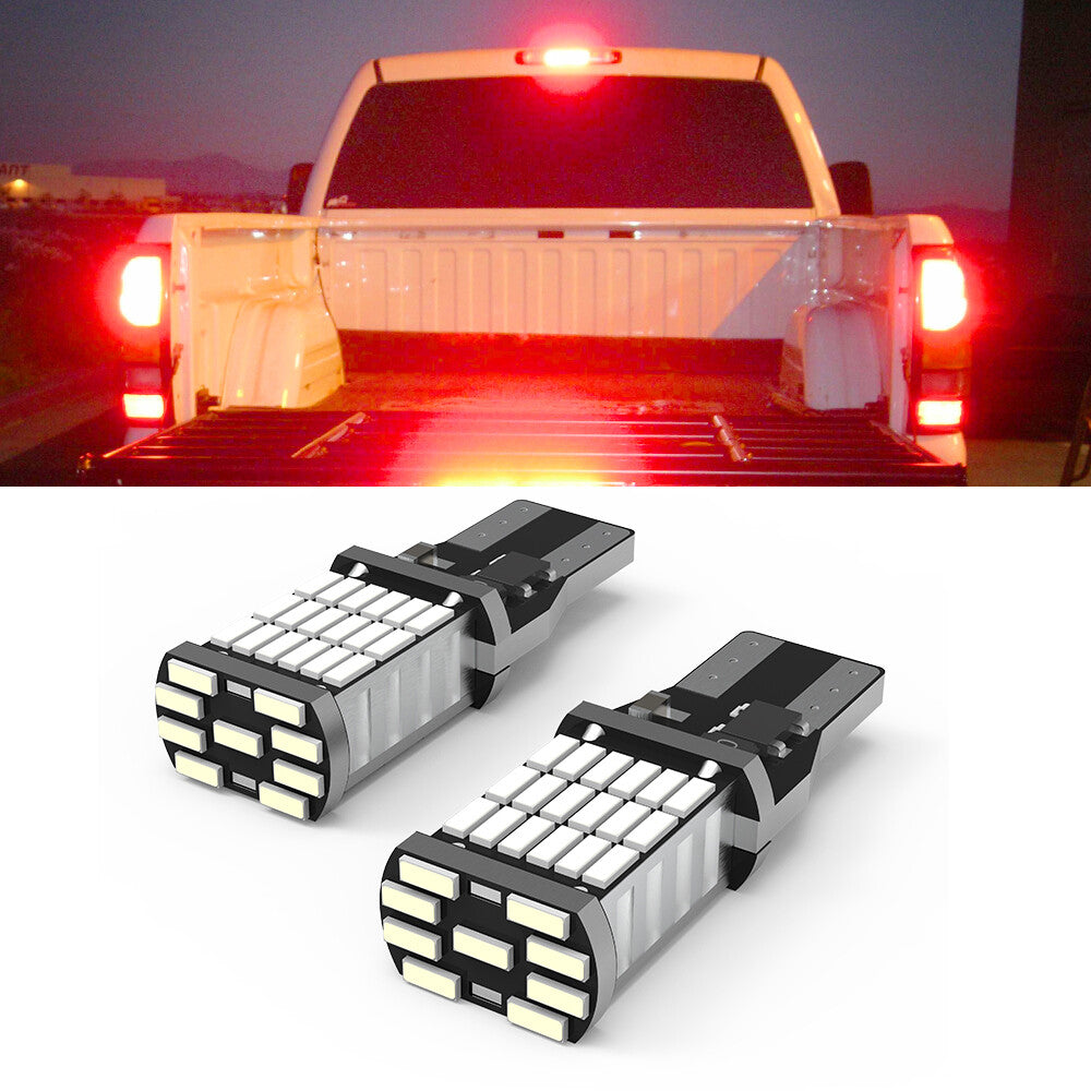 LED 3rd Center High Stop Brake Light Bulbs Pure Red 921 912 T15 W16W Canbus 2X