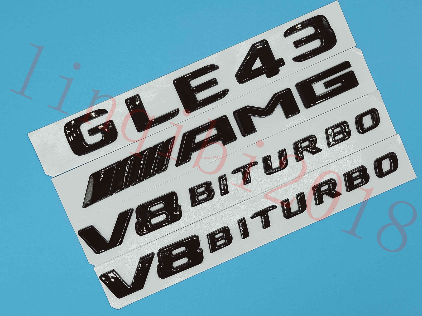 Gloss Black GLE43 AMG V8 BITURBO Trunk Embl Badge Sticker for Mercedes Benz