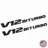 2pcs 17+ V12 BITURBO AMG Side Fender Marker Nameplate Emblem Badge Gloss Black