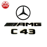 C43 SEDAN AMG Rear Star Emblem Gloss Black Badge Set for Mercedes W205