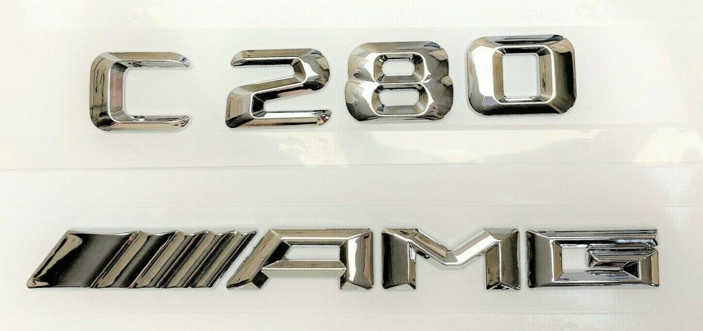 #1 C280 + AMG CHROME REPLACEMENT FOR MERCEDES REAR TRUNK EMBLEM BADGE DECAL LID