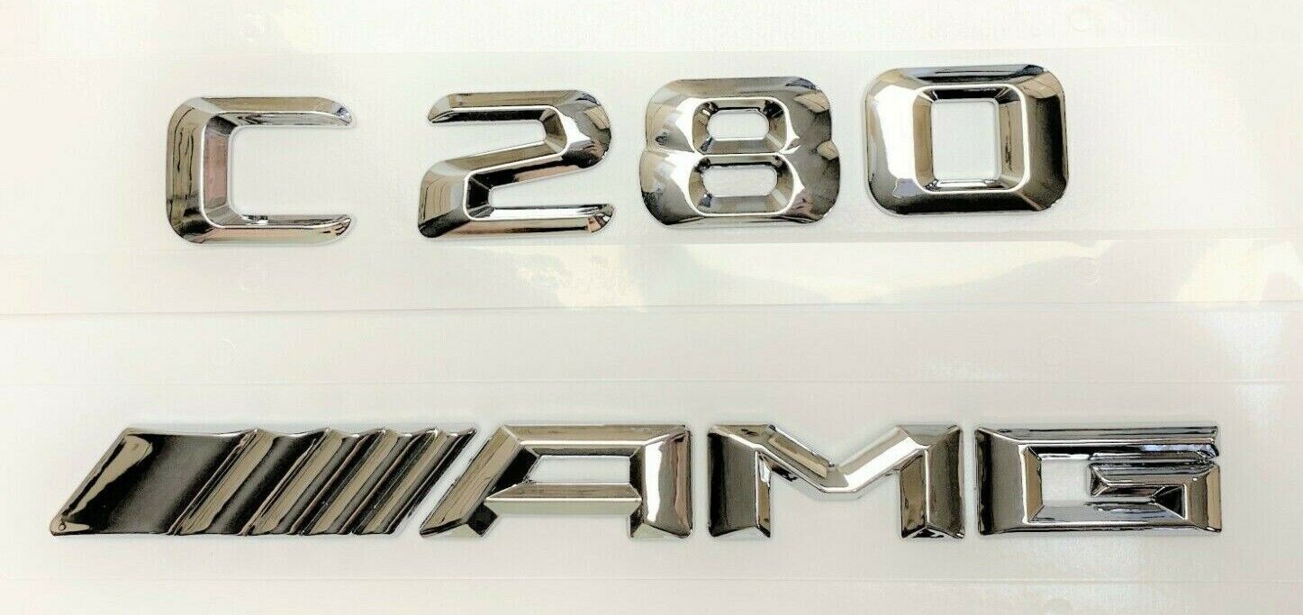 #1 C280 + AMG CHROME REPLACEMENT FOR MERCEDES REAR TRUNK EMBLEM BADGE DECAL LID