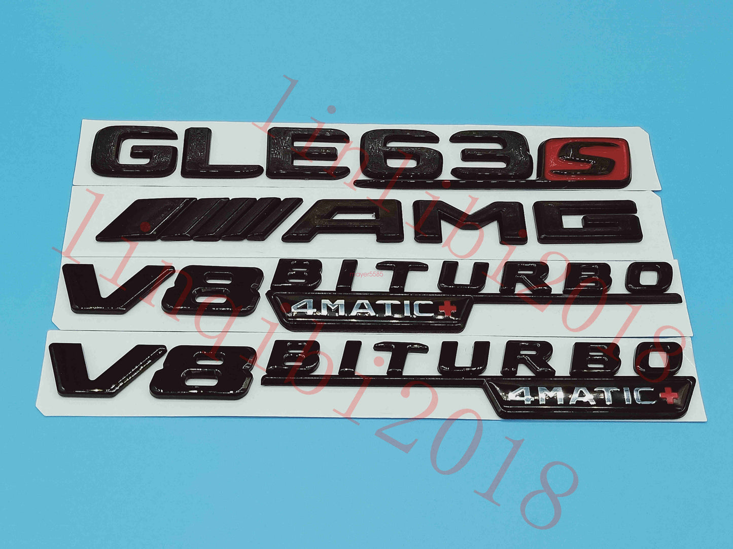 Gloss Black GLE63s AMG V8 BITURBO Trunk Embl Badge Sticker for Mercedes Benz