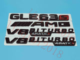 Gloss Black GLE63s AMG V8 BITURBO Trunk Embl Badge Sticker for Mercedes Benz