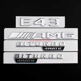 4pcs Chrome E43 AMG BITURBO 4 MATIC Trunk Emblem Badge Sticker for Mercedes Benz