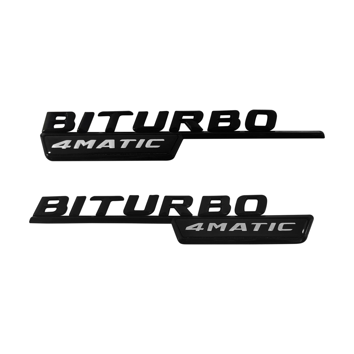 For AMG BiTurbo 4Matic Fender Door Emblem Gloss Black Letter Sticker Badge 2017+