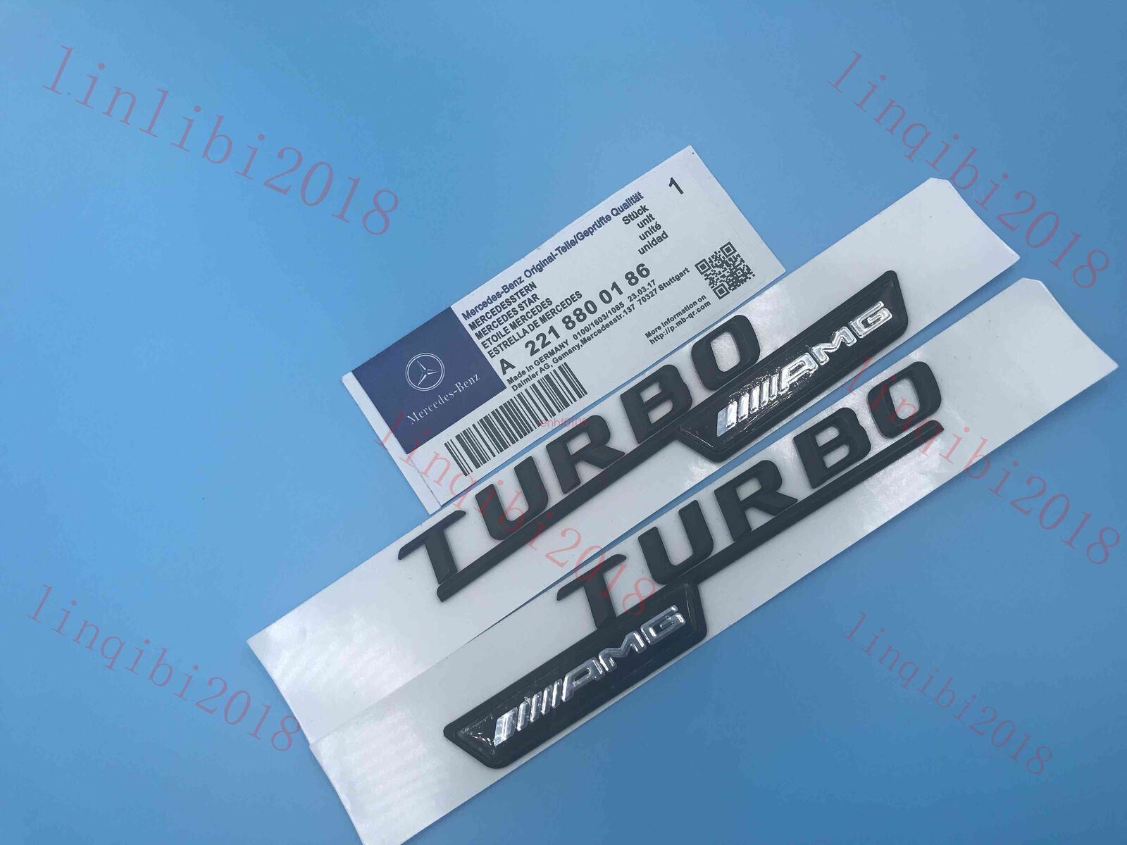 Matt Black "TURBO AMG" Letters Trunk Embl Badge Sticker for Mercedes Benz #3