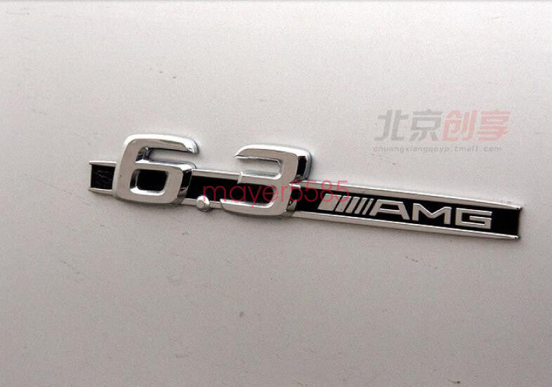 4pcs Chrome E63 AMG 6.3 AMG Trunk Emblem Badge Sticker for Mercedes Benz E63