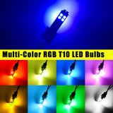 1 Set 168 194 T10 Car Parking Lights RGB LED Bulbs w/RF Remote Control Universal