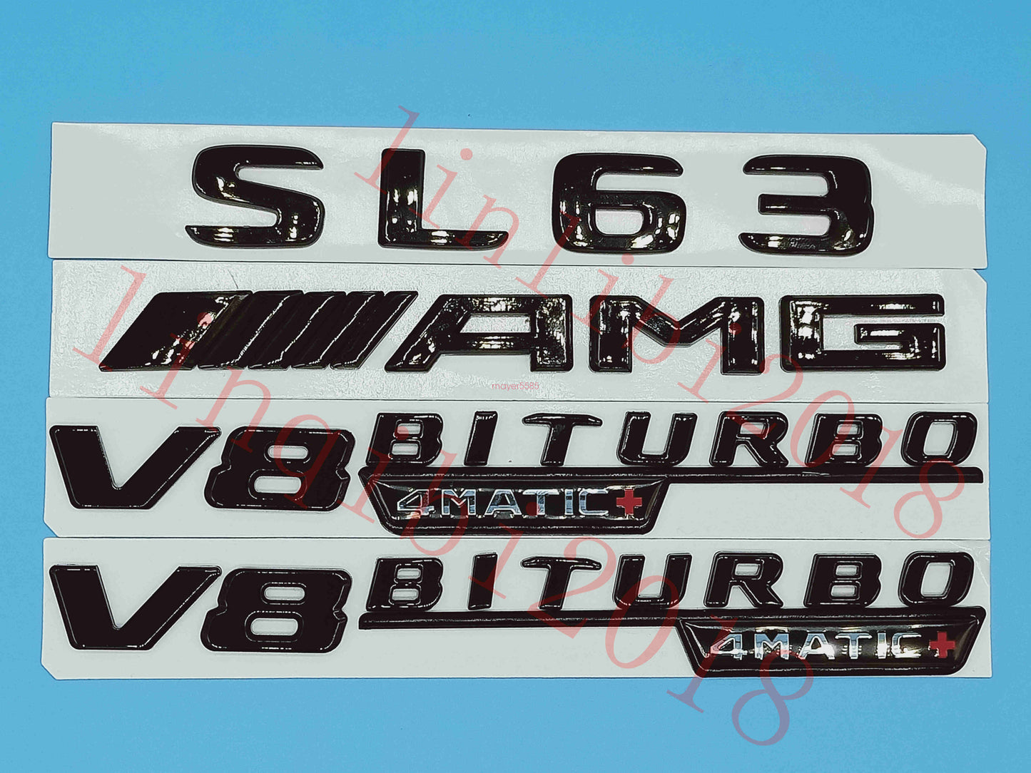 Gloss Black Flat SL63 AMG V8 BITURBO Trunk Embl Badge Sticker for Mercedes Benz
