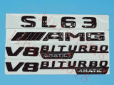 Gloss Black Flat SL63 AMG V8 BITURBO Trunk Embl Badge Sticker for Mercedes Benz