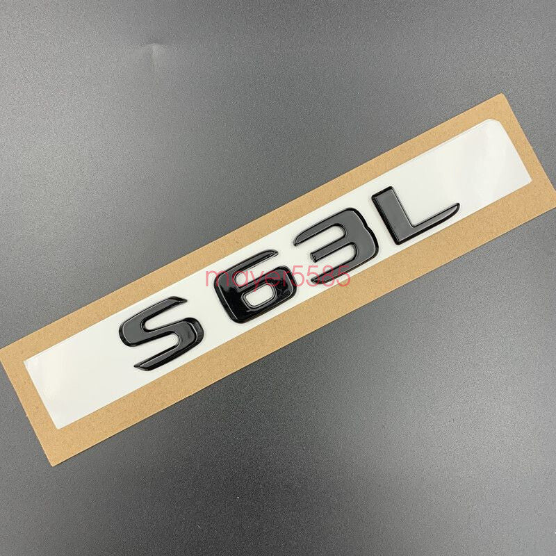 Glossy Black S63L AMG V8 BITURBO Trunk Emblem Badge Sticker For Mercedes Benz
