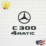 C300 AMG 4MATIC Rear Star Emblem Black Letter Badge Set for Mercedes W204 2008