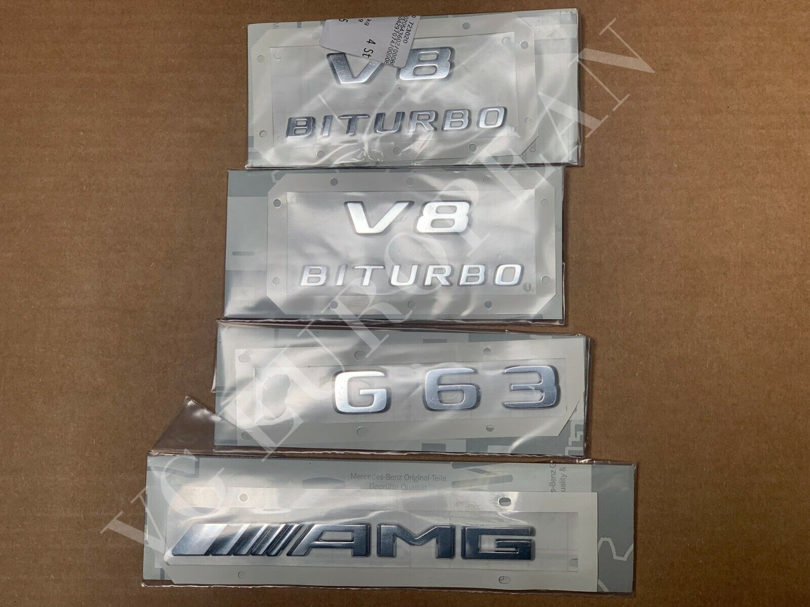 G63 V8 Biturbo Auto Car Emblem Decal Trunk Badge Silver Set for G-Class W463