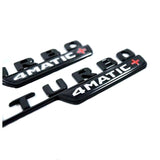 2Pc TURBO 4MATIC+ Plus AMG Fender Emblem Badge Gloss Black For MB E53 GLE53 GT53