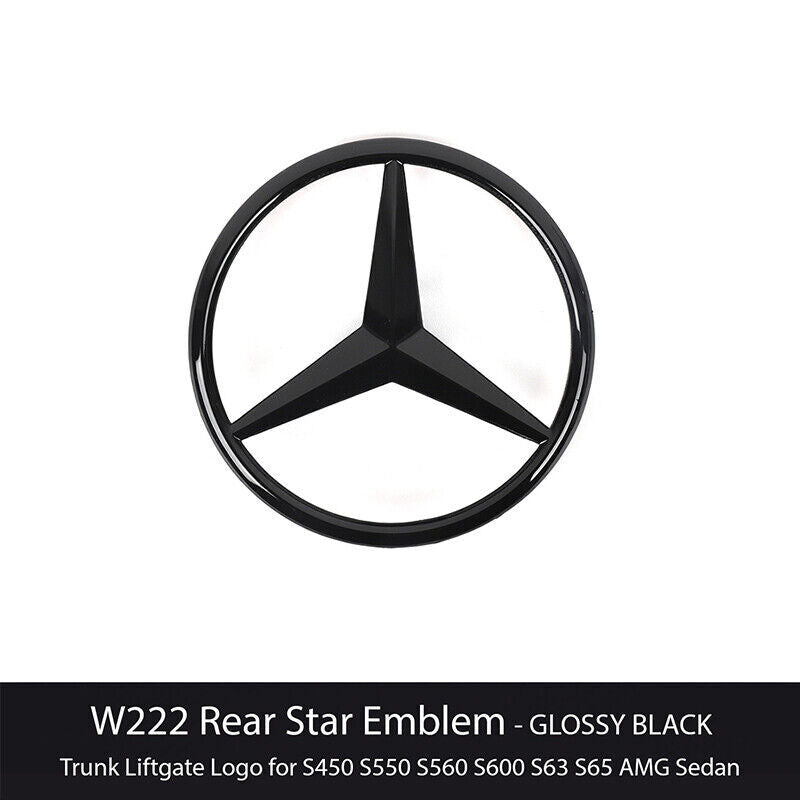 For Mercedes Benz Rear Boot Trunk Star Badge S Class W222 Black Emblem 2014-20