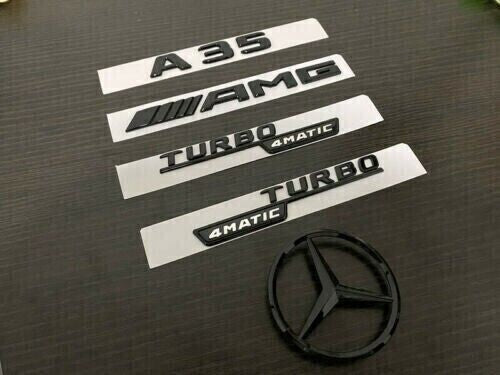 Gloss Black A35 AMG TURBO 4MATIC Rear Star replacement Badge W177 A Class Hatch