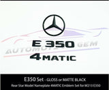 E350 4MATIC Rear Star Emblem glossy Black Letter Badge Set for Mercedes W213