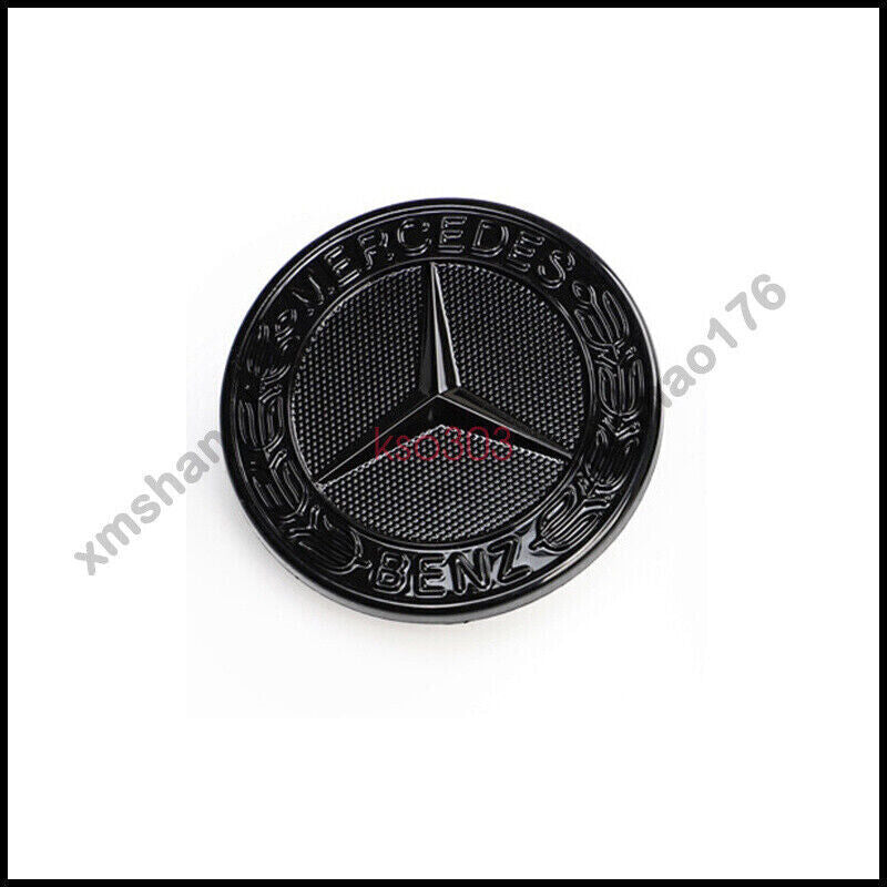 57mm Glossy Black Flat Hood Ornament Badge Emblem For C-class W205