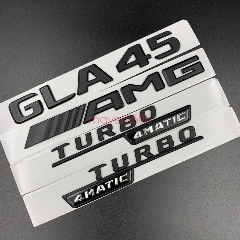 Matte black GLA45 AMG TURBO 4 MATIC Trunk Emblem Badge Sticker For Mercedes Benz