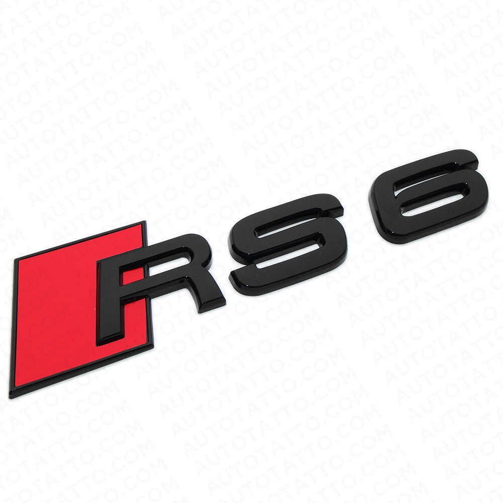 For Audi RS 6 Gloss Black Rear Letter Tail Badge Trunk Emblem Badge Logo Sport