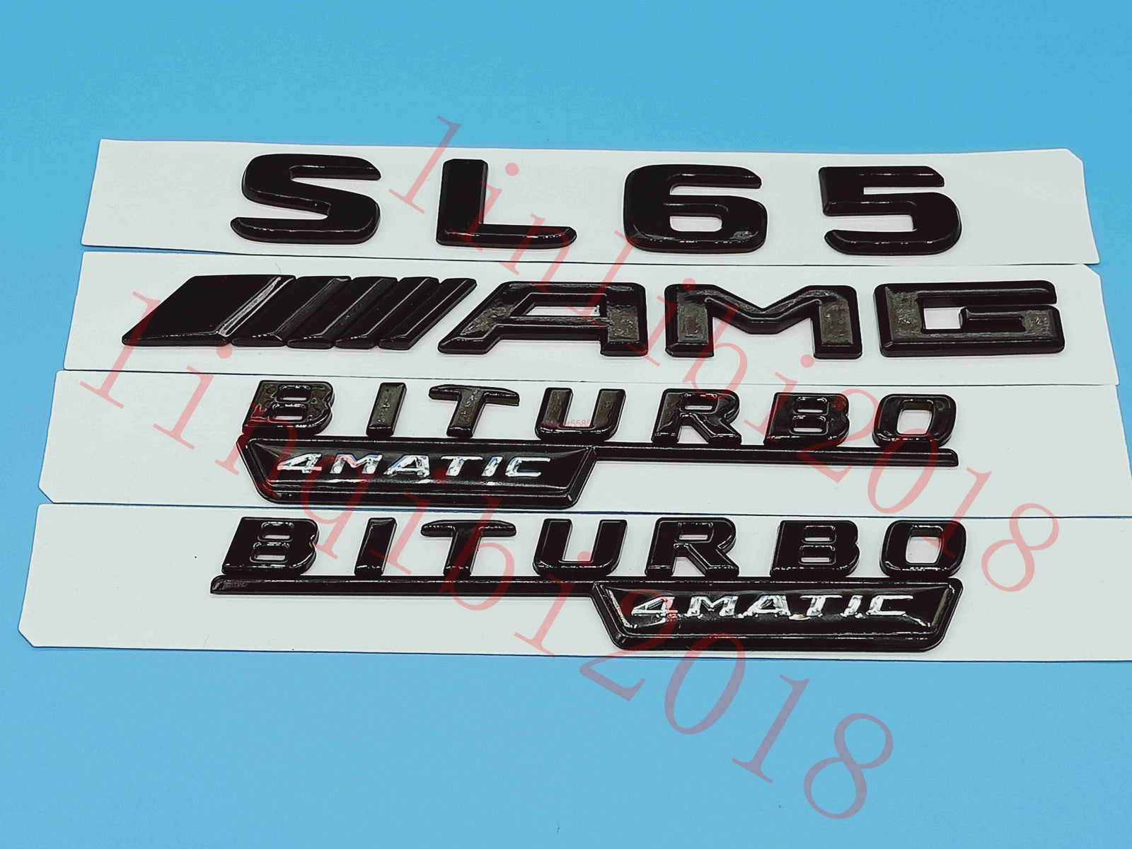 Gloss Black Flat " SL65 AMG BITURBO " Trunk Embl Badge Sticker for Mercedes Benz