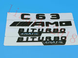 Gloss Black Flat " C63 AMG BITURBO " Trunk Embl Badge Sticker for Mercedes Benz