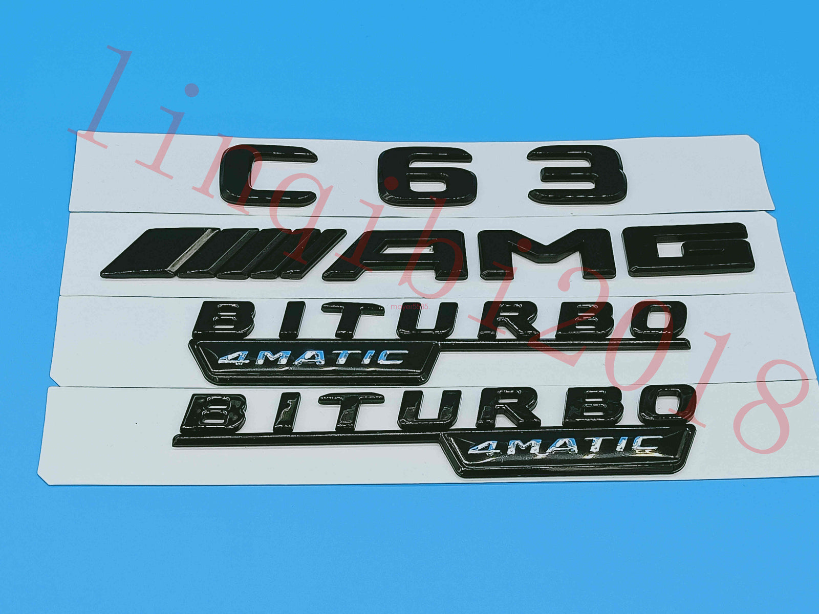 Gloss Black Flat " C63 AMG BITURBO " Trunk Embl Badge Sticker for Mercedes Benz