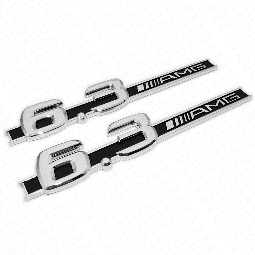 2x OEM ABS Mercedes 6.3 AMG Emblem Fender Logo Badge Nameplate Decoration Sport