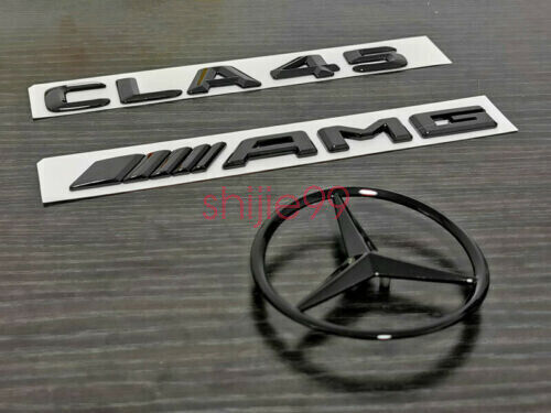 Gloss Black CLA45 AMG and Rear Star replacement PACKAGE Badge Sticker C117 CLA