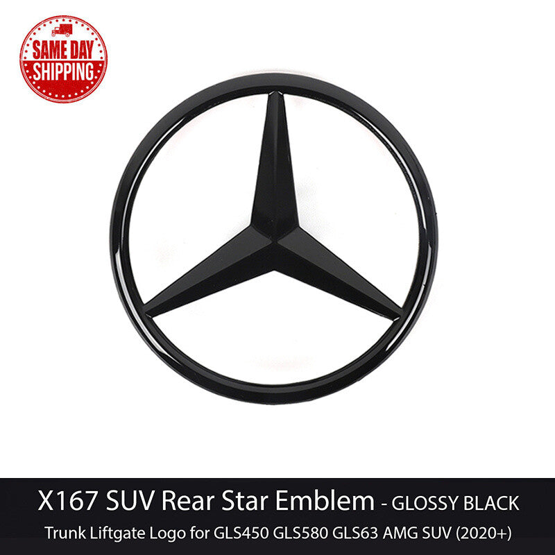 For Mercedes Benz X167 GLS 2020-24 GLOSS BLACK Star Emblem Rear Trunk Lid Badge