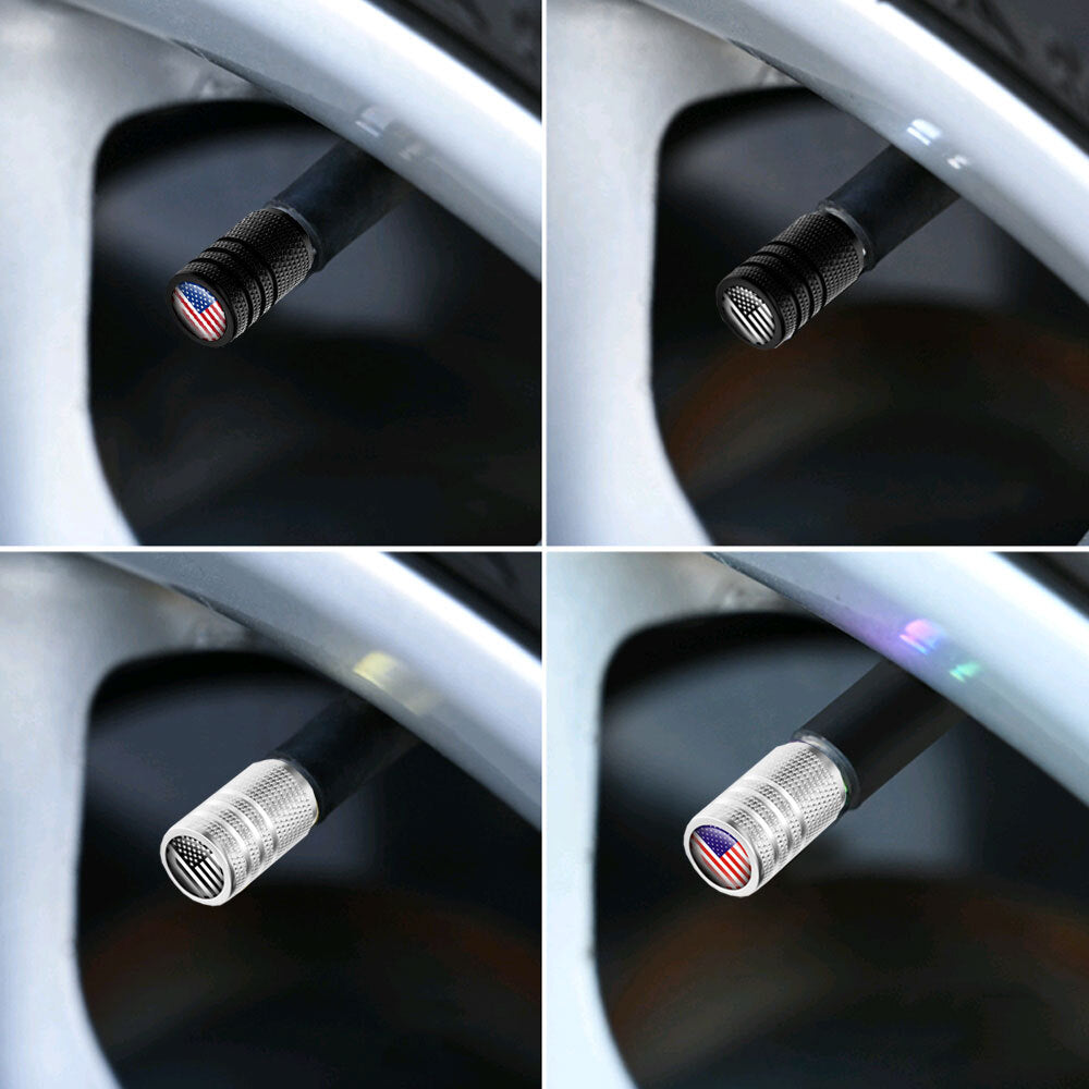 4pcs American Flag Tire Valve Caps Wheel Stem Air Valve Caps Accessories Tire Air Cap