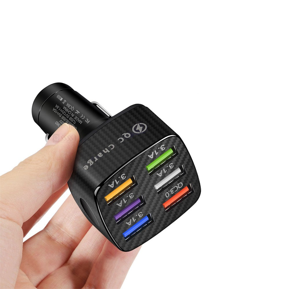 USB 6 Ports Car Charger Adapter LED Display QC 3.0 Fast Charging Accessories