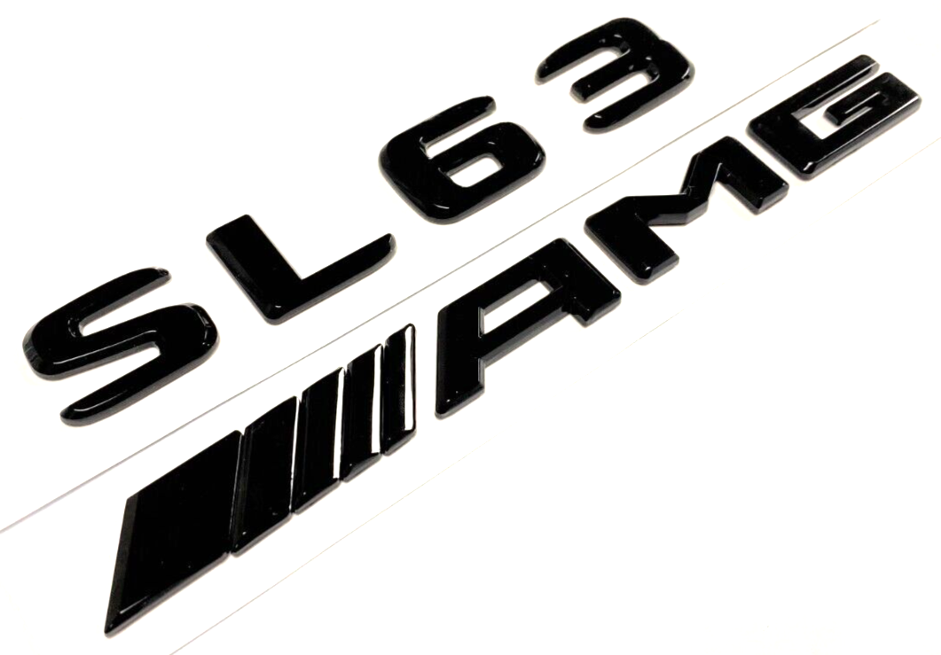 BLACK SL63 + AMG FOR MERCEDES REAR TRUNK EMBLEM BADGE NAMEPLATE DECAL NUMBERS