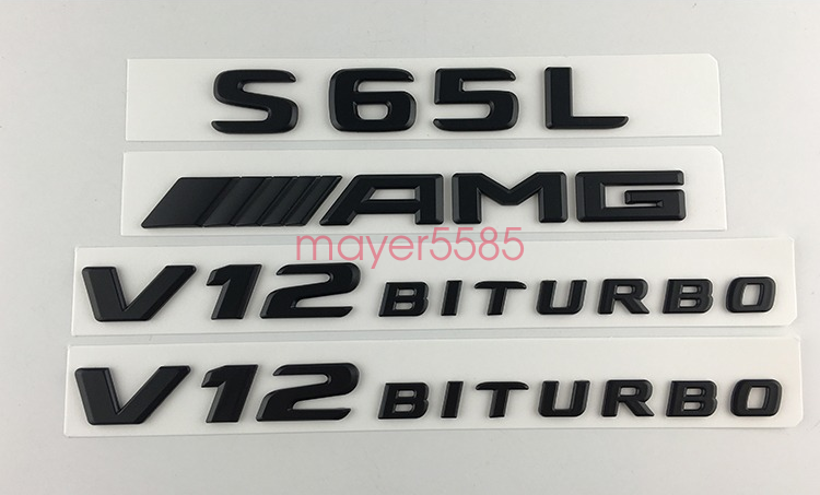 S65L AMG V12 BITURBO Trunk Emblem Badge Sticker for Mercedes Benz Matte black
