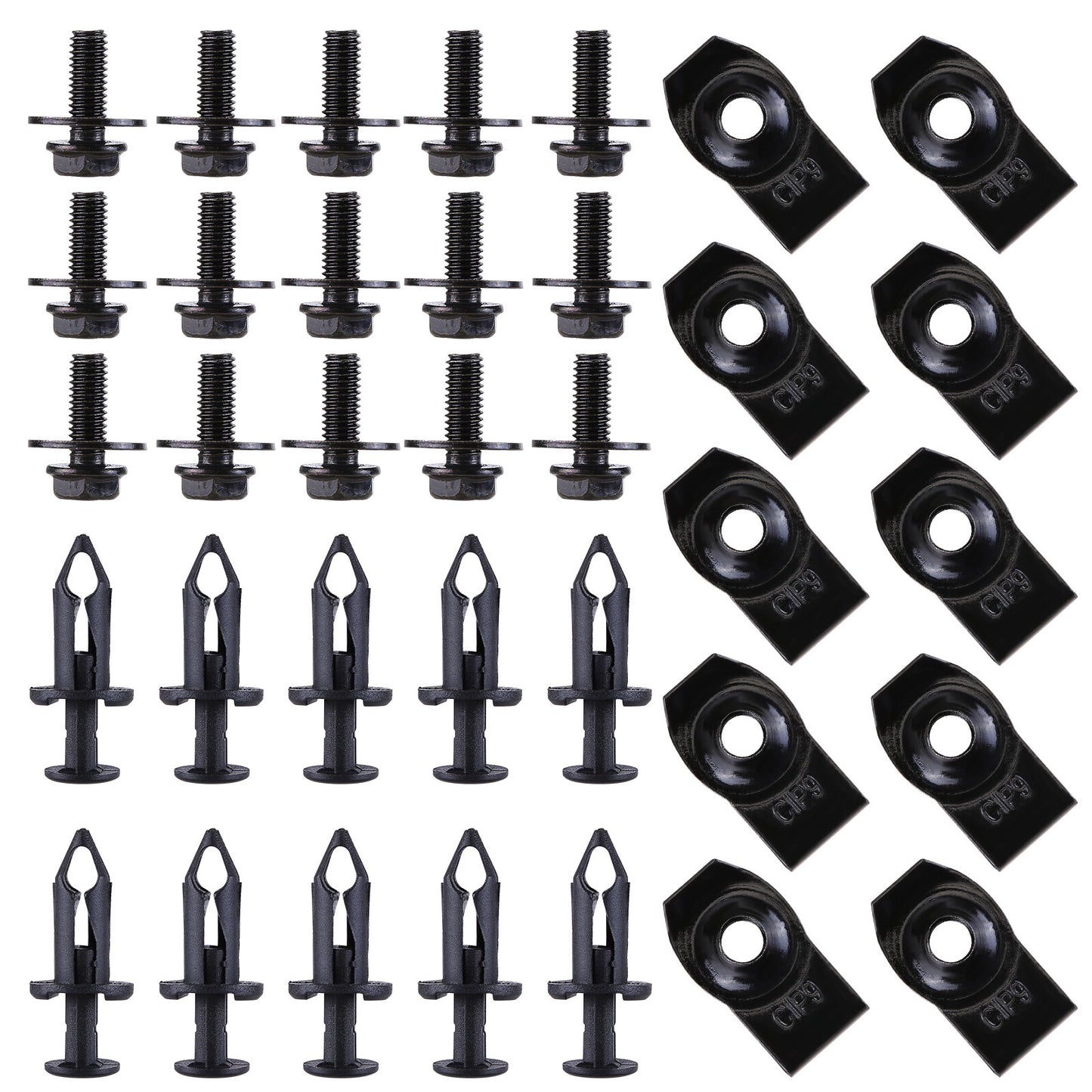 Nissan 35 Pcs Body Bolts & U-nut Clips- M6 Engine Under Cover Splash Shield