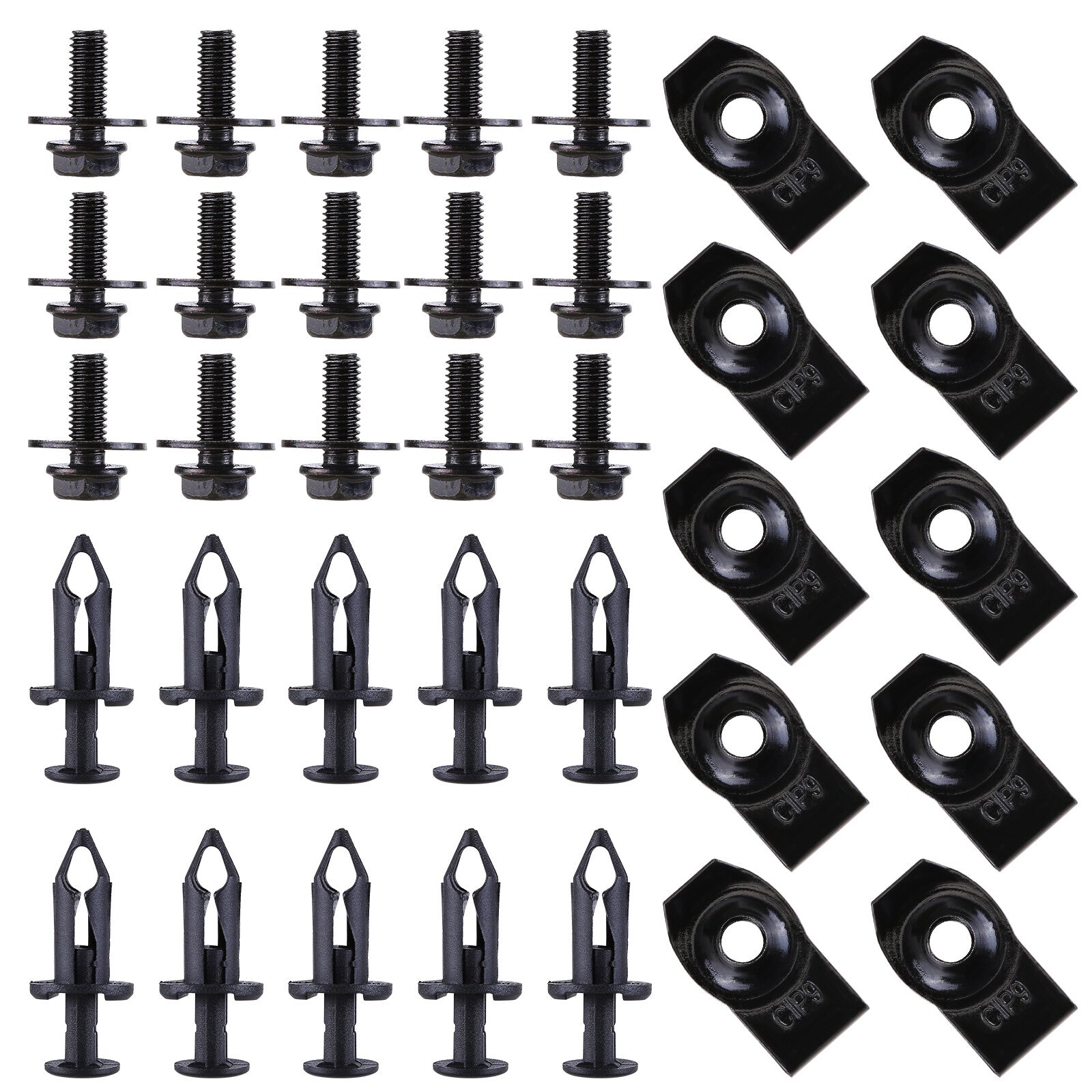 Nissan 35 Pcs Body Bolts & U-nut Clips- M6 Engine Under Cover Splash Shield